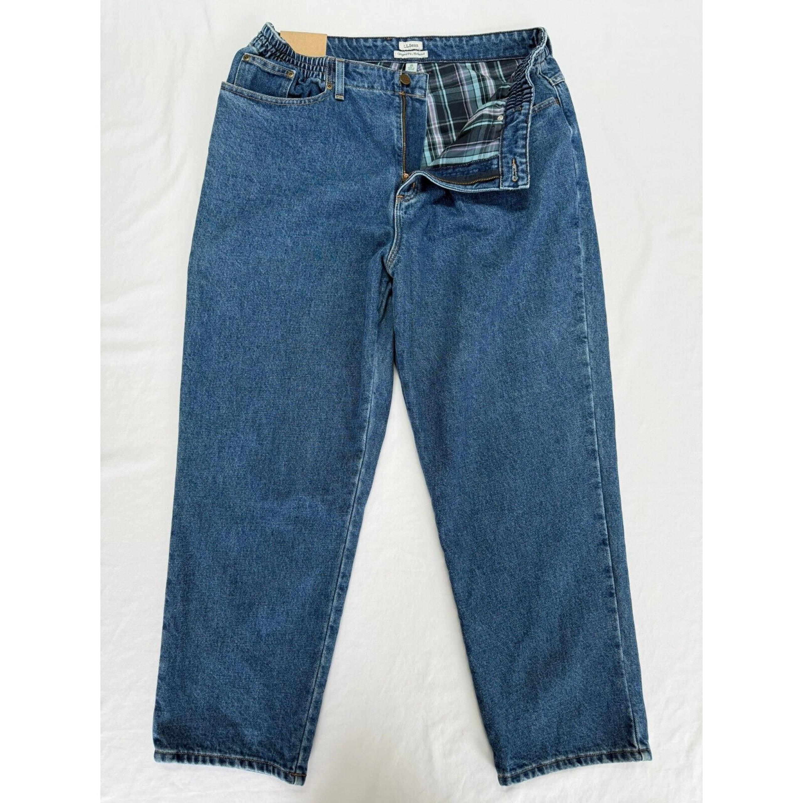 LL Bean Original Relaxed Jeans Womens 18 Petite Blue Denim Flannel Lined New NWT - L.L. Bean