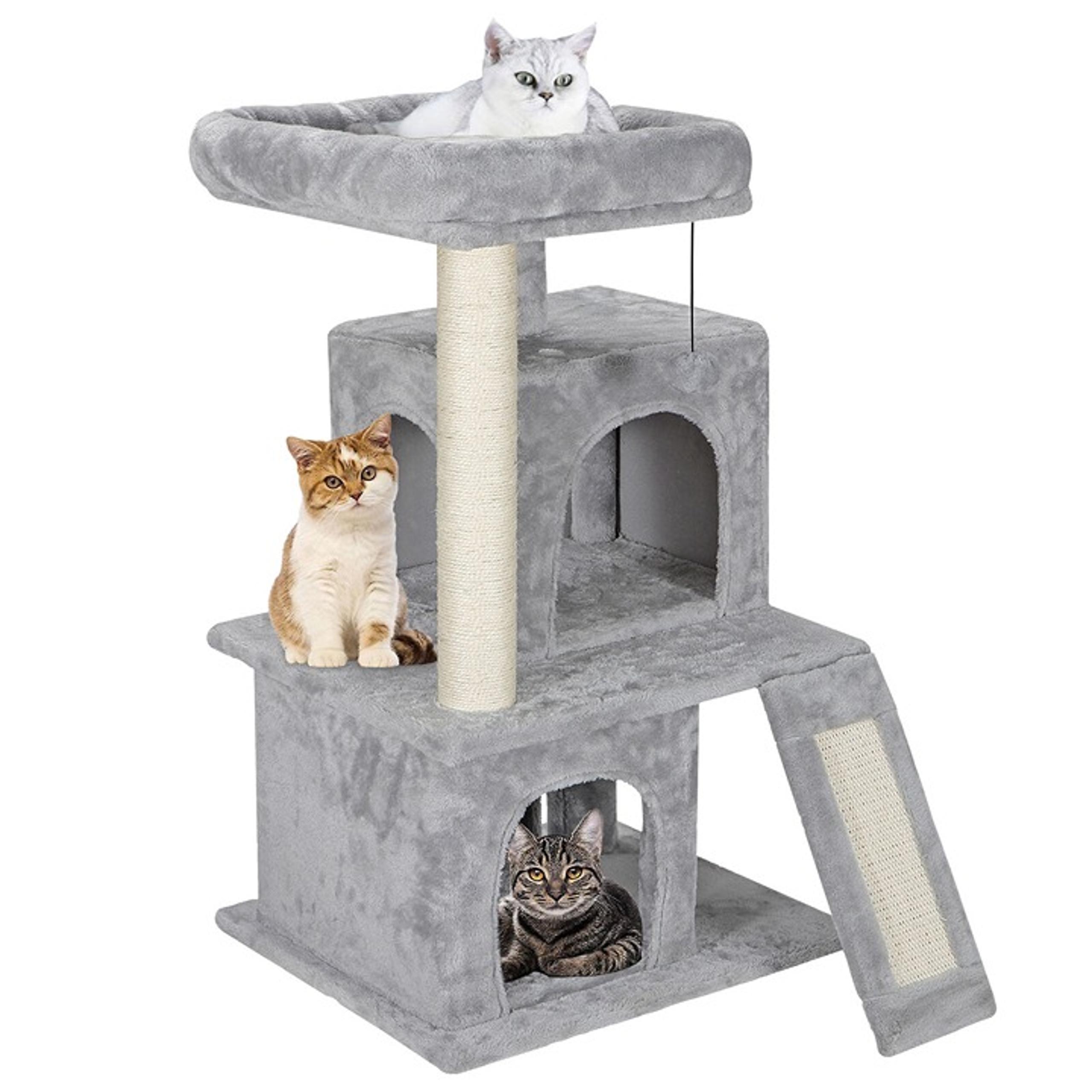 34" Cat Tree Tower for Multiple Cats W/Sisal Posts, Scratching Board Multi-level