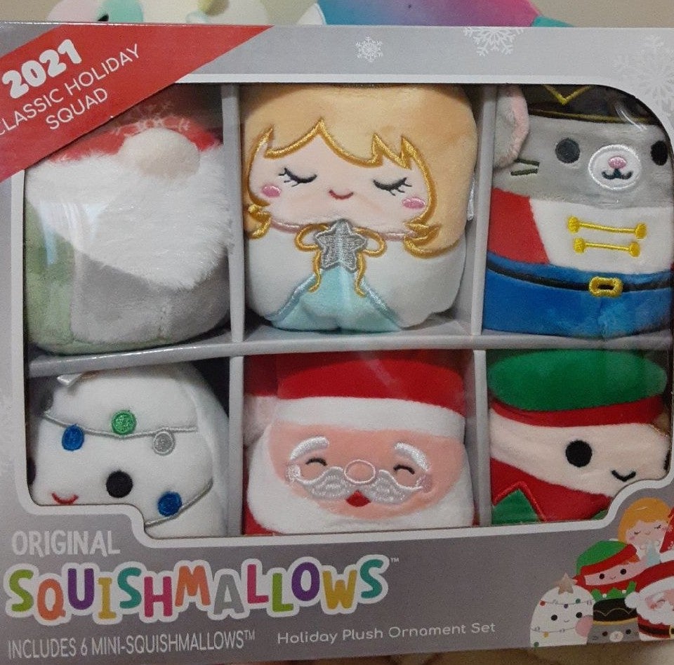 Squishmallows 2021 6 Mini-Squishmallows Holiday Plush Ornament Set