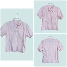 Medium Vintage 1950s/60s Baby Pink Bowtie Button Down Shirt by ...tell Fashions