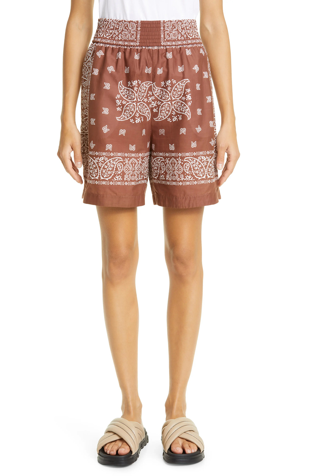 FABIANA FILIPPI Bandana Print Stretch Cotton Shorts Knee Length PAD273W435 655