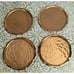 Vtg Solid Hammered Copper Coaster Napkin Ring Set of 4 Coppersmith MCM New