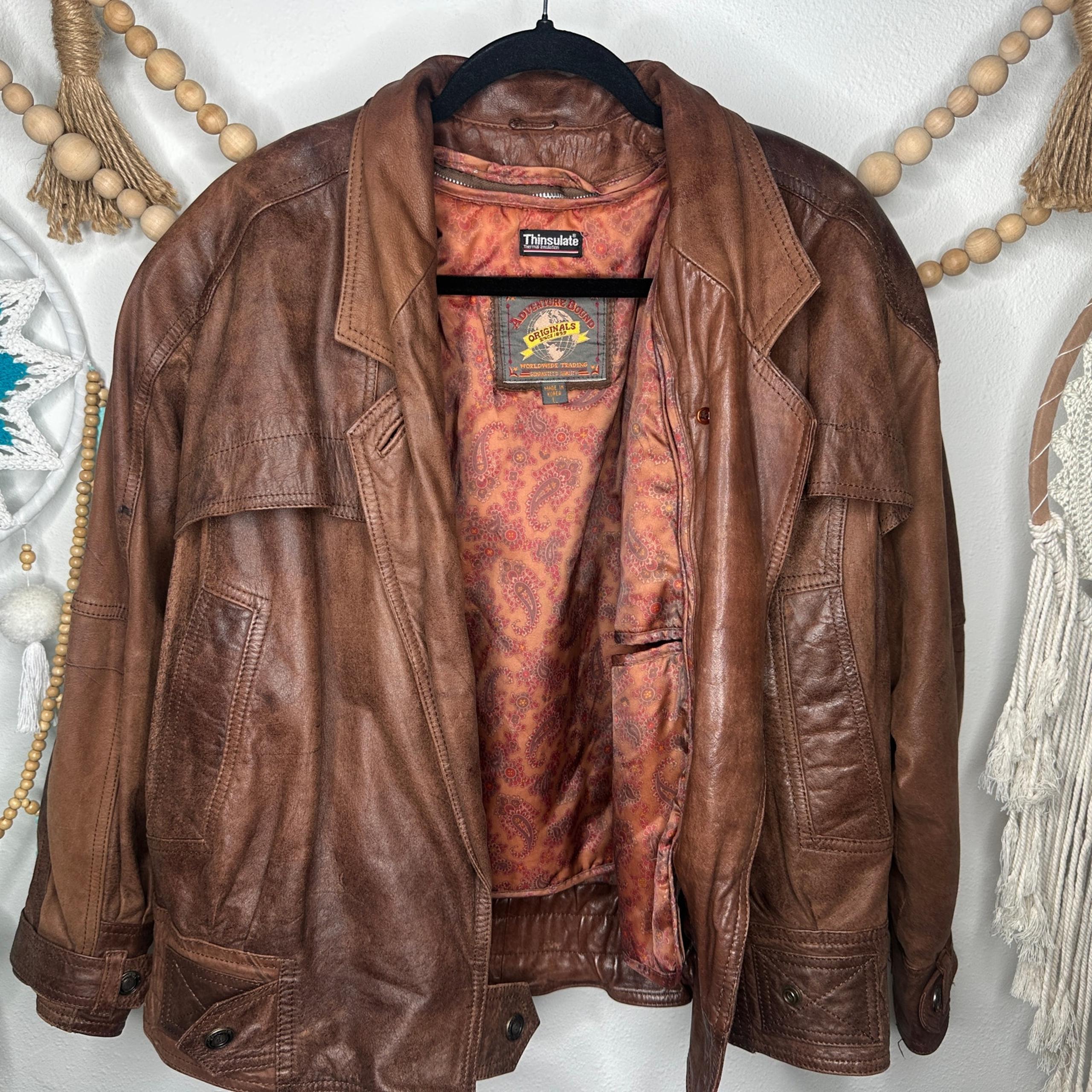 Vintage Adventure Bound Leather Satin Lined Jacket