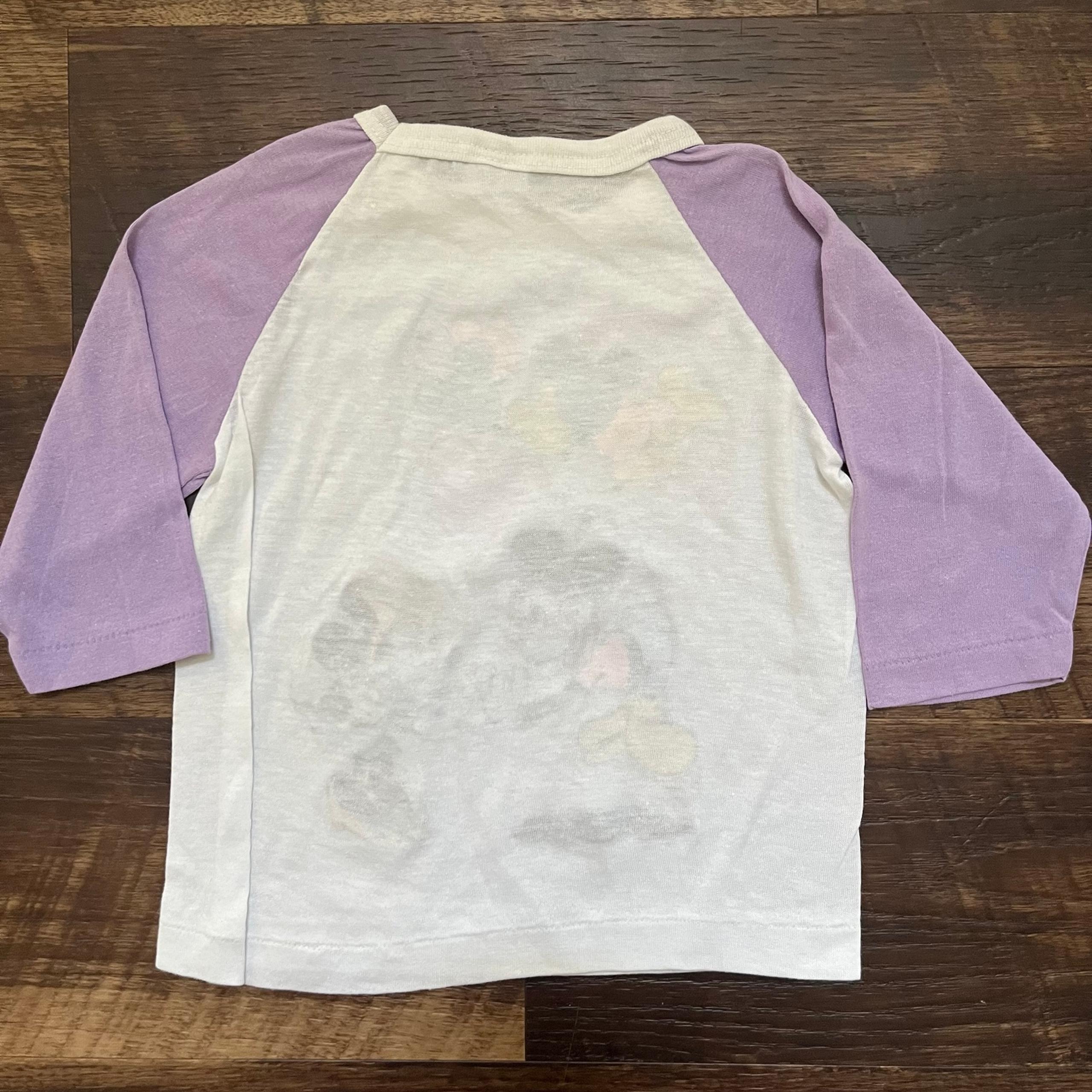 Vintage 80s Disney Mickey and Minnie balloon raglan shirt. 5-6