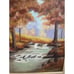 Autumn Landscape, Vintage Oil Painting, River and Trees, Rich Ornate Gold Frame
