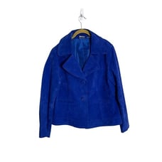 Chicos Blue Genuine Leather Jacket 2/Large