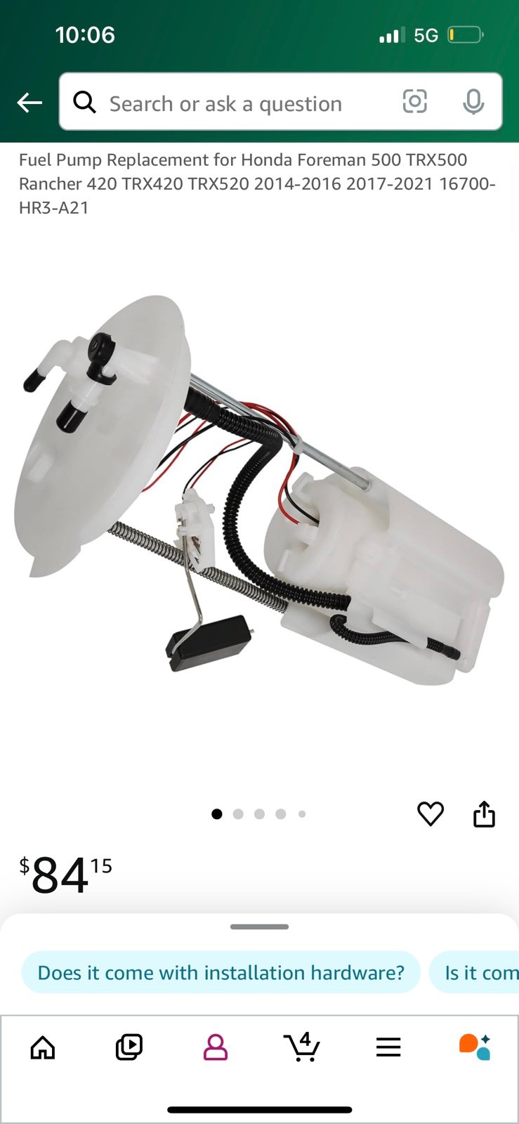Fuel pump replacement Honda Foreman TRX 500