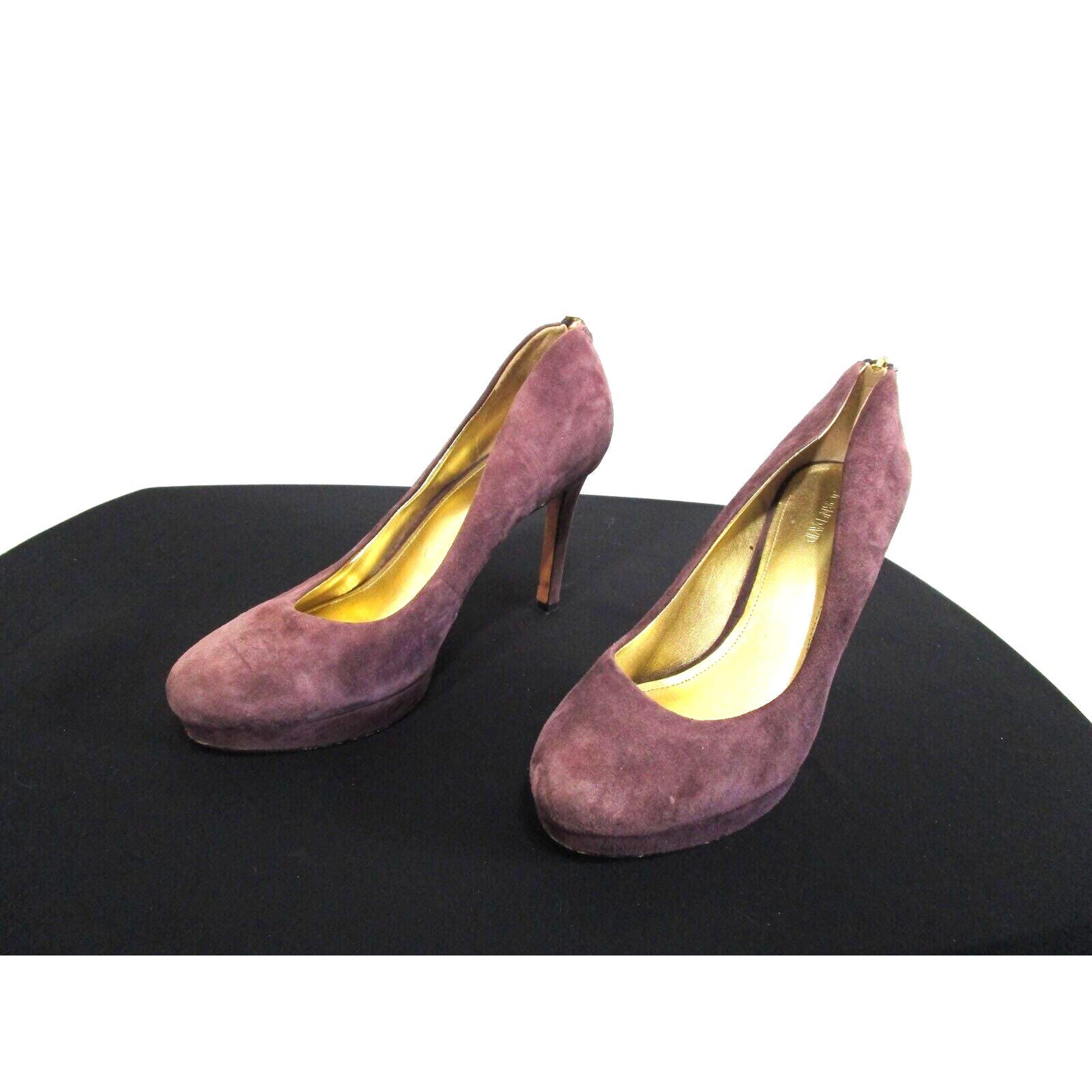 Joan & David Purple Suede Back Zip Stiletto High Heel Pumps Shoes Women Sz 8 M