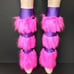 Pink Fur Leg Warmers Purple Striped Pants Fuzzy Fluffies Socks Cosplay Costume