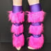 Pink Fur Leg Warmers Purple Striped Pants Fuzzy Fluffies Socks Cosplay Costume