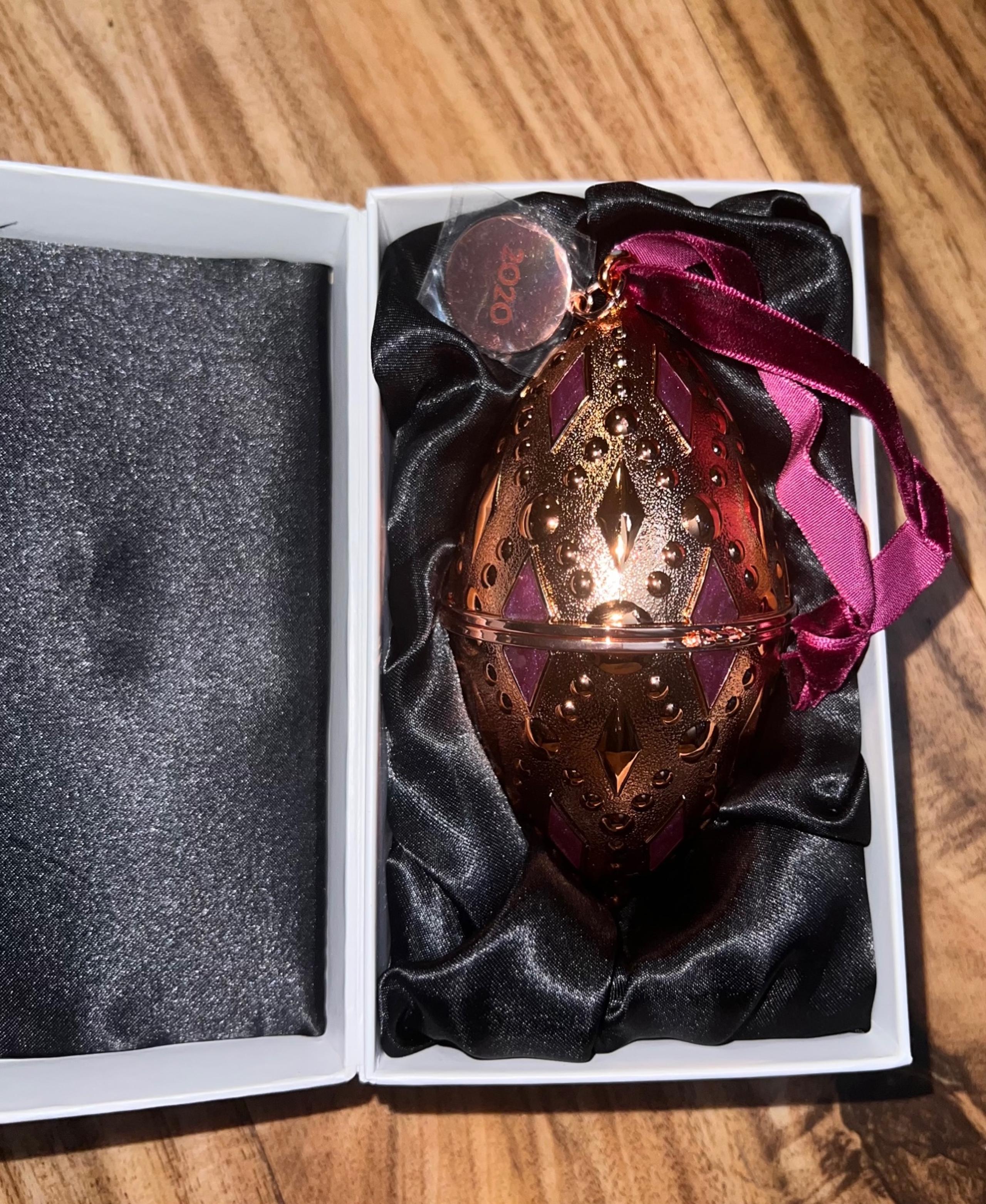 PANDORA Winter 2020 Decorative Ornament EGG Rose Gold Burgundy Authentic Rare