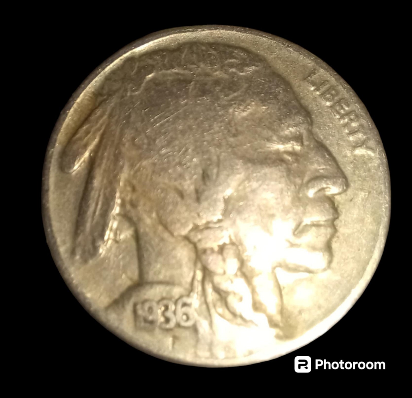 1936 Buffalo Nickel, No Mint Stamp