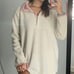 Anthropologie Entro White/Mauve Sherpa Pullover Sweater Sz L Pockets Cozy Warm