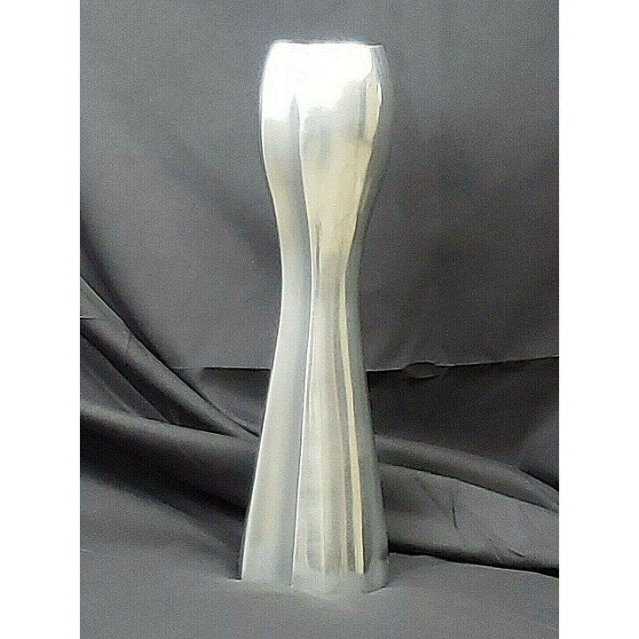 Modernist Abstract Vase Aluminum Chrome Wavy Hourglass Metal Art Vtg Home Décor