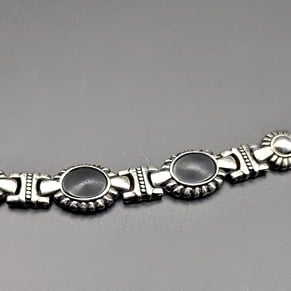 Sterling Black Onyx Bracelet - Chunky Sterling Bracelet