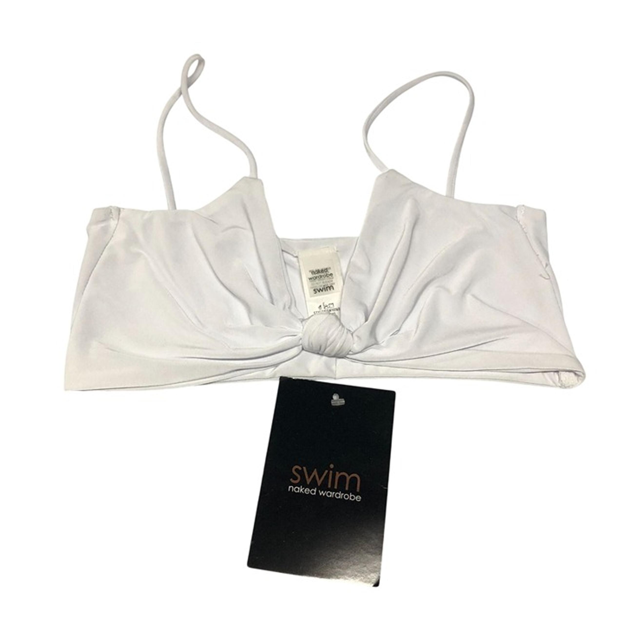 Naked Wardrobe Bikini Top Knotted Front White XL
