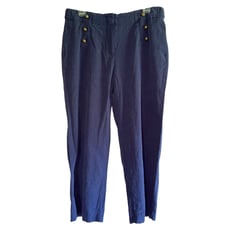 Soft Surroundings woman's size 10 blue linen blend nautical style ankle pants