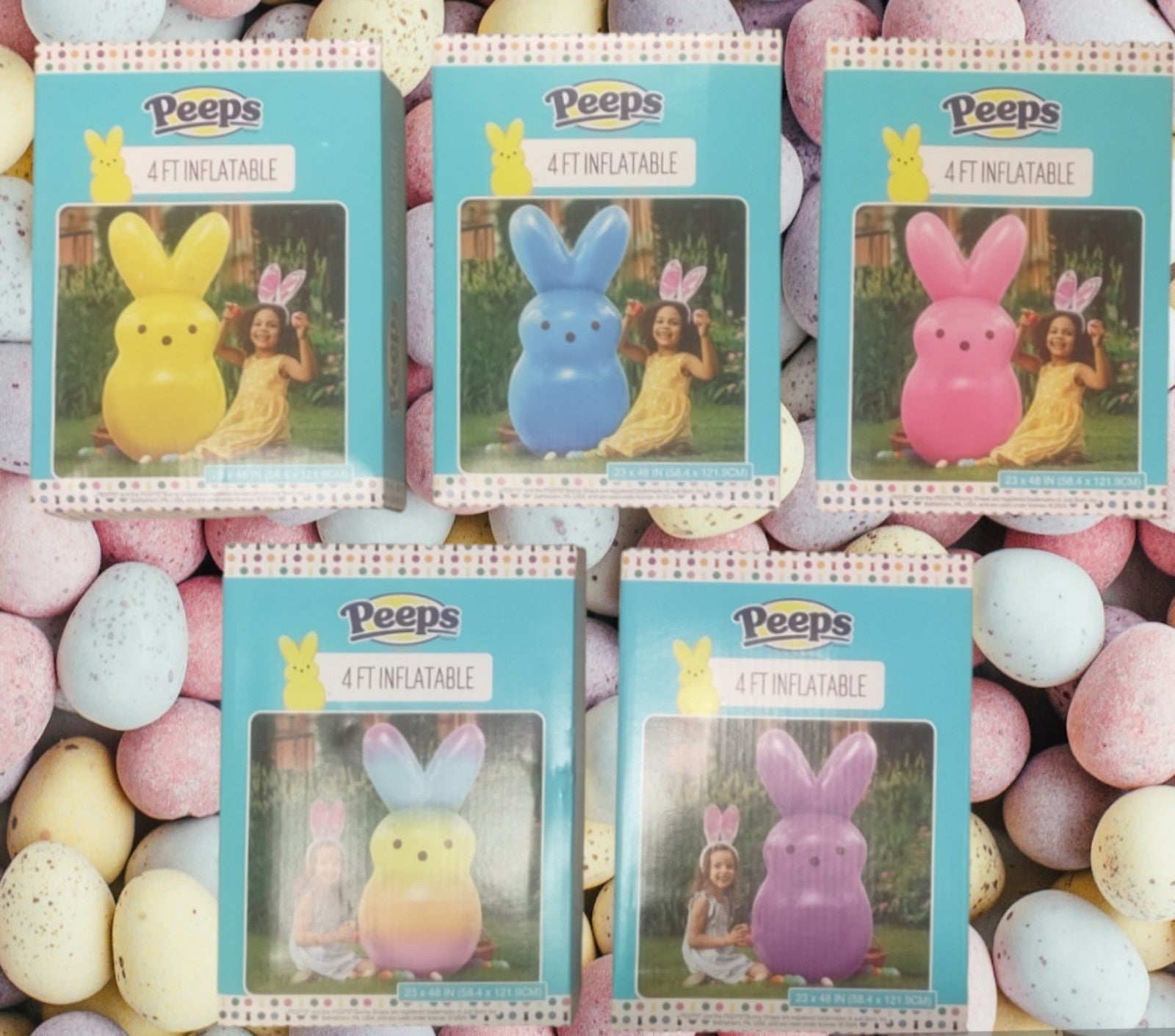 NEW Lot Of All 5 Peeps Colors 4 Ft Inflatable Bunnies