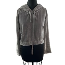 Cloth & Stone Velour Hoodie Jacket Gray Long Sleeves Pullover Size M Medium