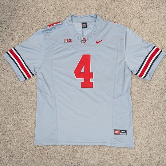 Ohio State Buckeyes Jersey Mens 3XL Gray Football Jeremiah Smith Stitched OSU