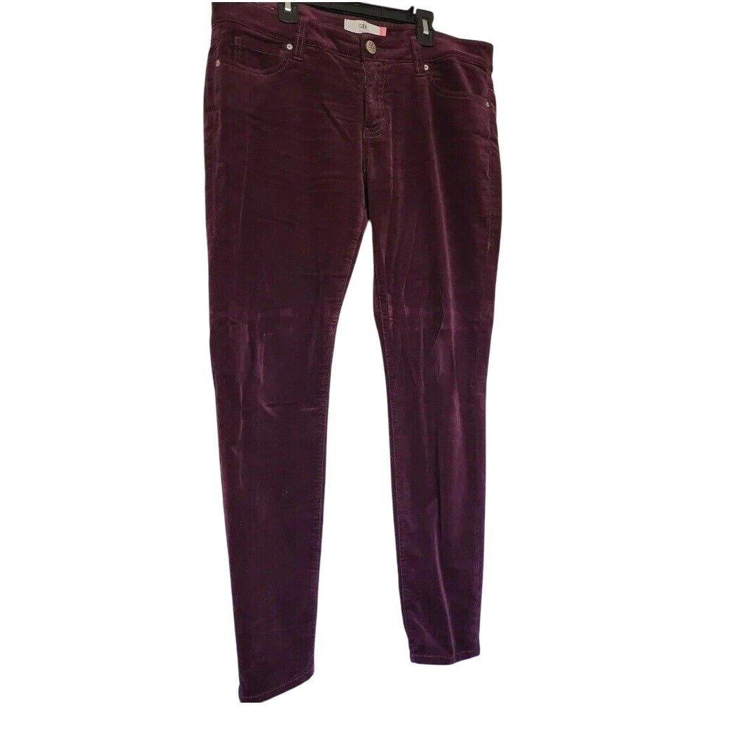 Cabi Women's Preppy Vino Burgundy Corduroy Skinny 5 Pocket Office Pants Size 12