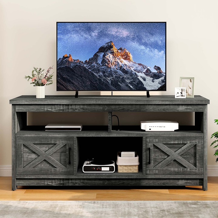 TV Stand for 50 to 65 Inch TVs Entertainment Center w/ Power Outlets Open Shelf