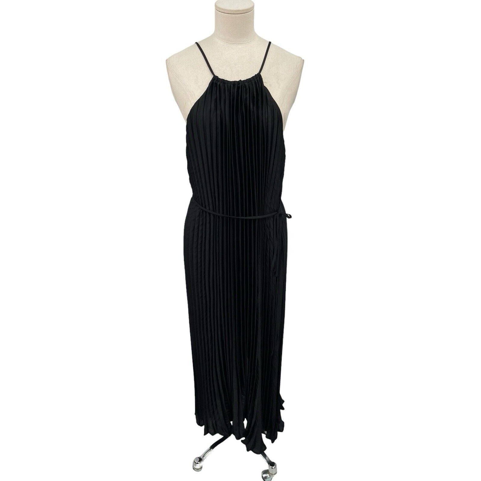 NWT Banana Republic Halter Pleated Maxi Dress Black Size Medium Petite