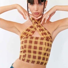 With Jean Tulip Plaid Halter Top in Cher