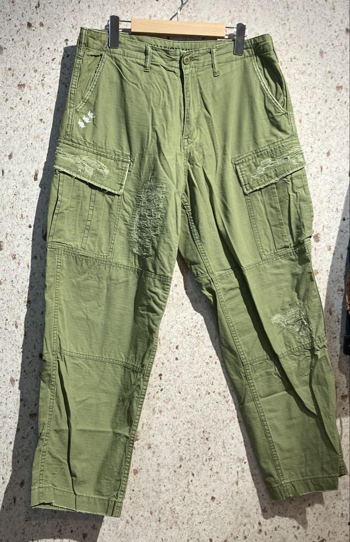 Liberaiders REPAIRED RIPSTOP PANTS - black | Garmentory
