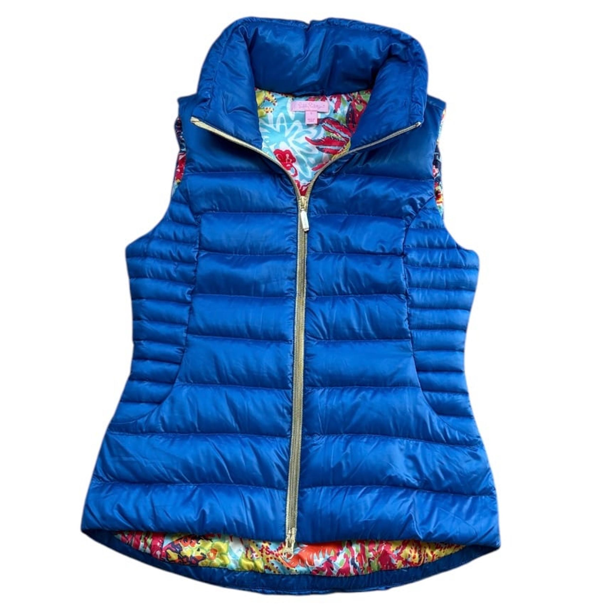 Women’s Lilly Pulitzer Blue Down Puffer Vest Size Small