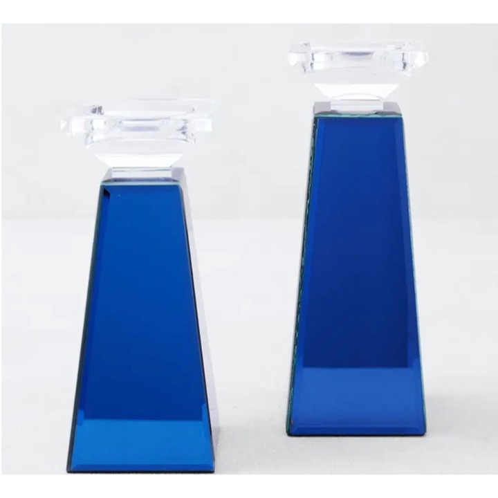 Z Galleries Prism Sapphire Pillar Candle Holder 9.5”
