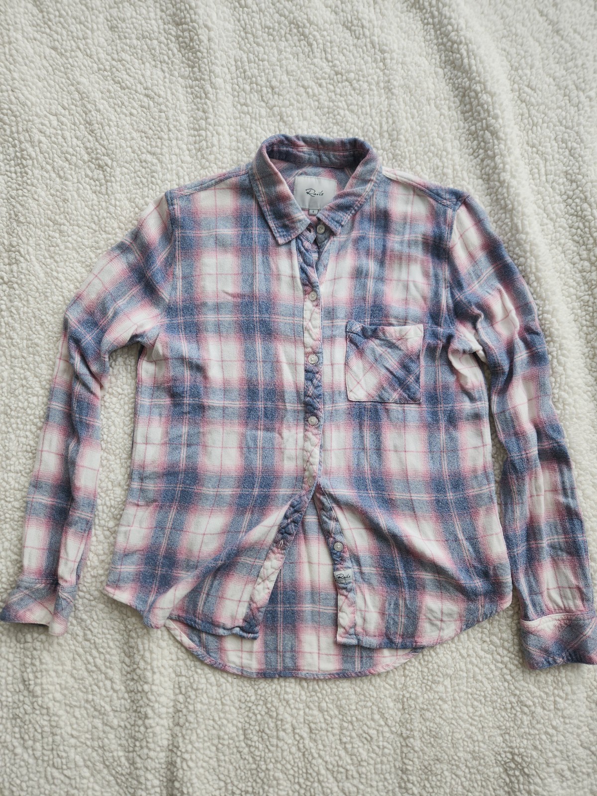 Plaid Rails small button-up flannel pink and blue womens