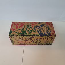 Lacquer box Multicolor Rectangle Black gold Blue Abstract Swirl 9 x4 x4 Stash