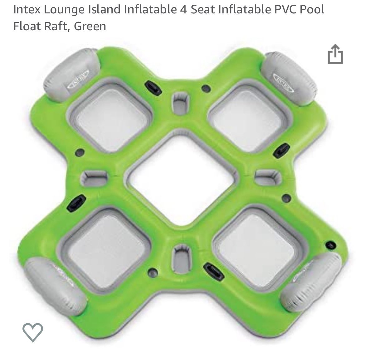 ***USED-OPEN BOX Intex Lounge Island Inflatable 4 Seat PVC Pool Raft Green 110 x