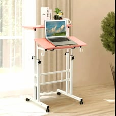 Portable Stand Up Desk, Small Adjustable Standing Desk Converter with Wheels