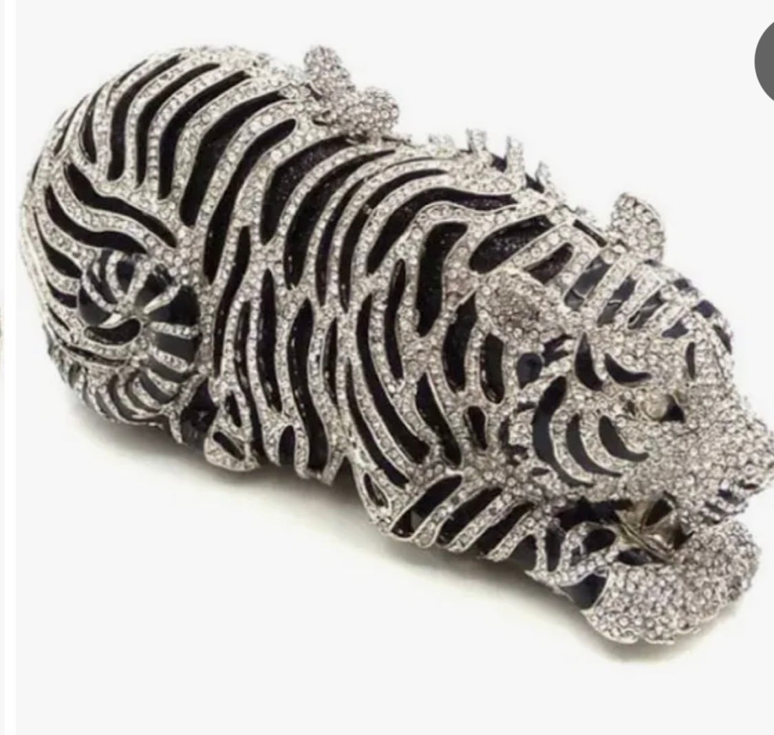 Handmade Crystal Black and Silver Convertible Handbag