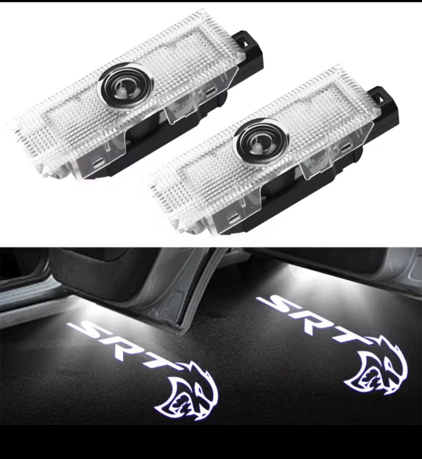 2 hellcat srt door projector puddle welcome lights for Challenger plug and play