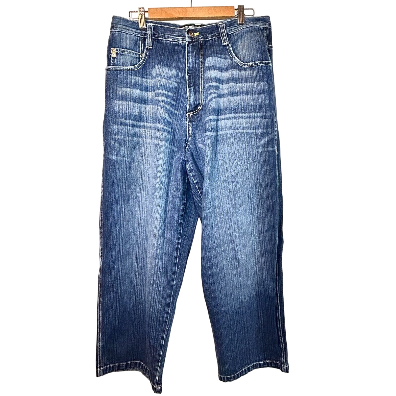 Vintage Y2k Southpole Blue Jeans 34 x 28 Grunge Wide Leg Baggy Skate Streetwear