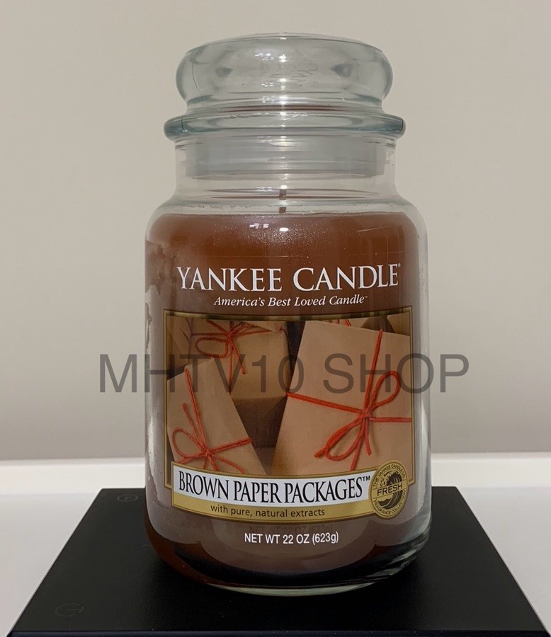 Yankee Candle Brown Paper Packages Large Jar Candle 22 Oz NOS Discontinued