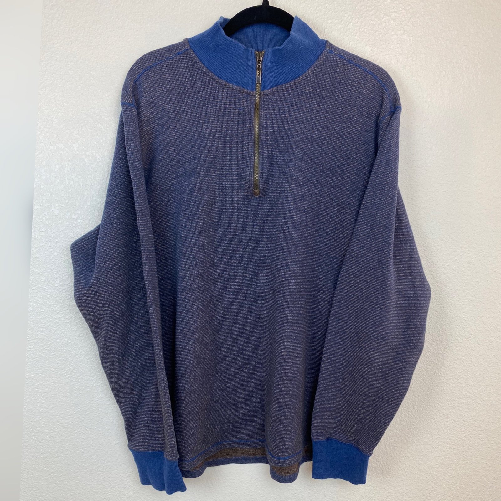 Robert Graham 1/4 Zip Mock Neck Long Sleeve Pullover 100% Cotton XXL