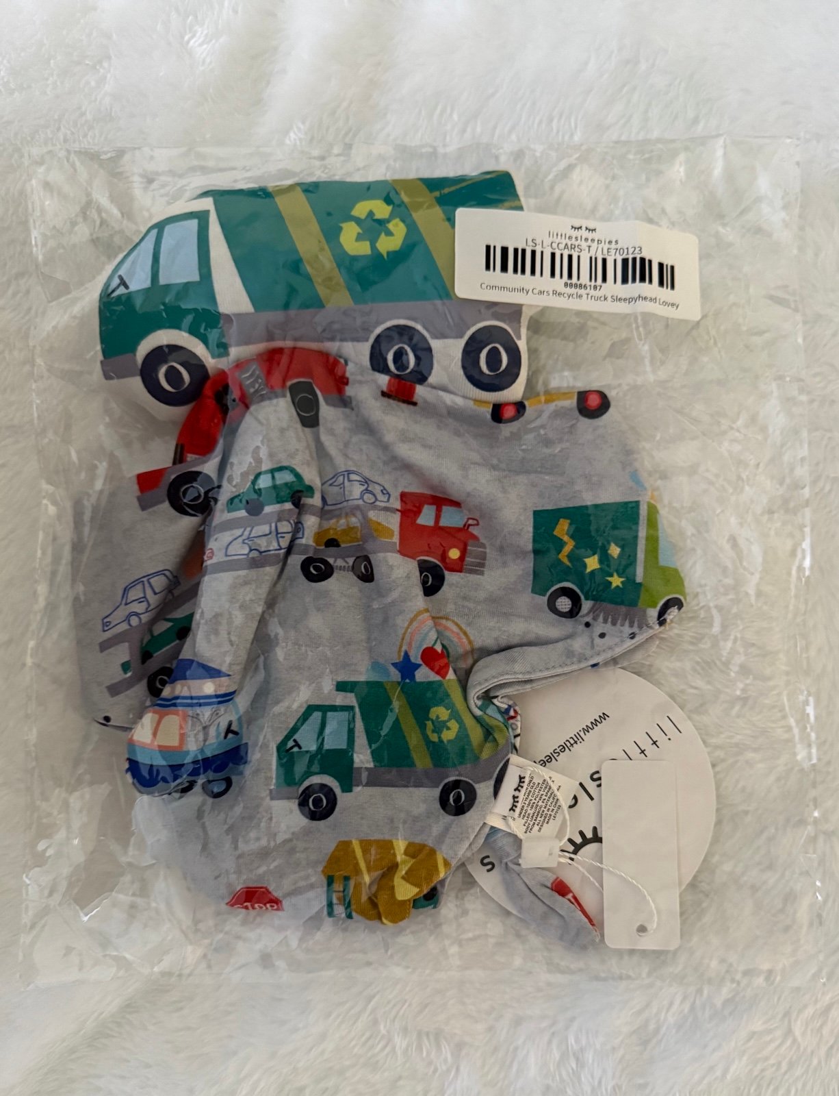 NIB Little Sleepies Community Cars Recycling Truck Sleepyhead Lovey