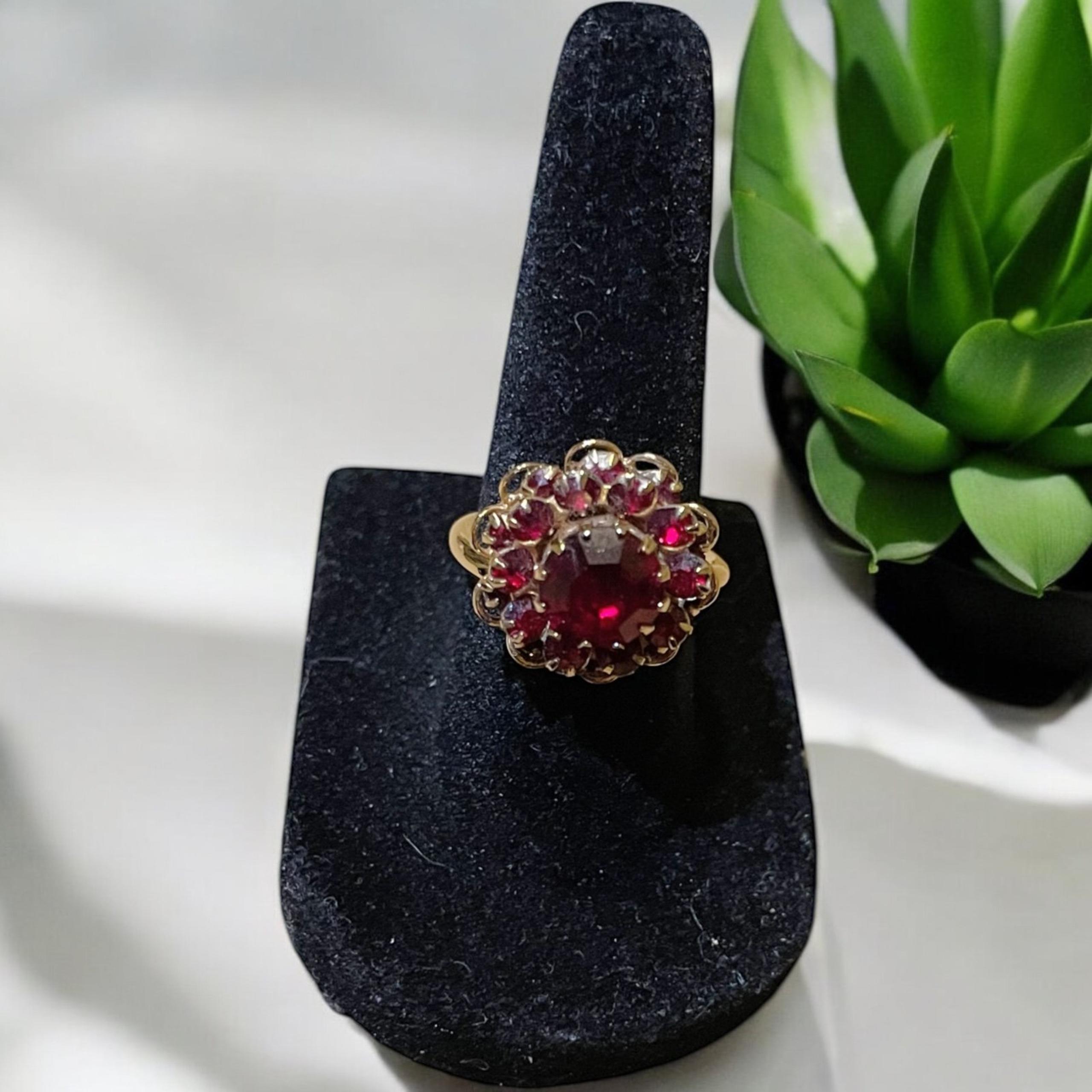 Sarah Coventry Red Rhinestone Cocktail Ring
