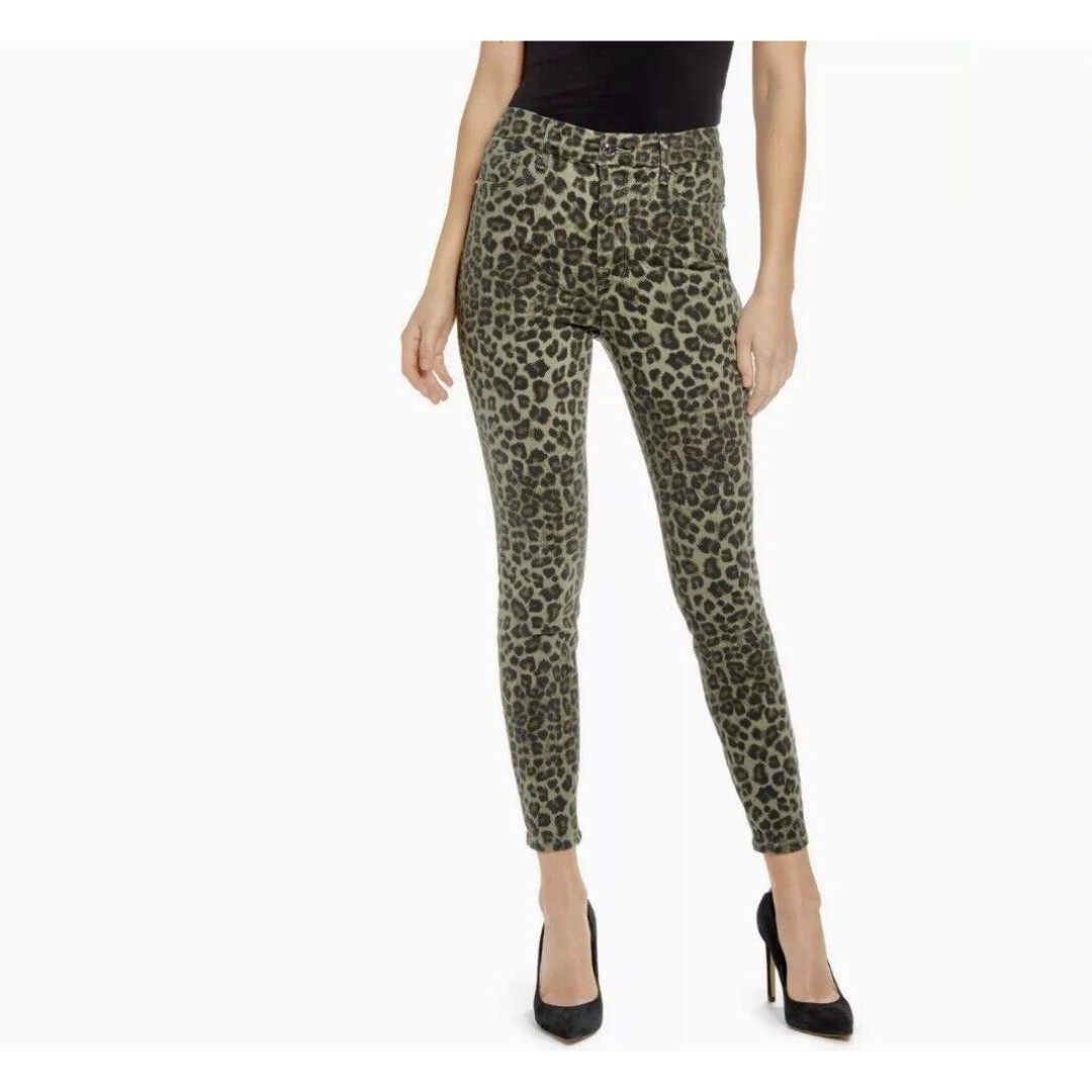 Good American Sage Sz 0/25 Good Waist Crop Skinny Jeans Leopard High NWT