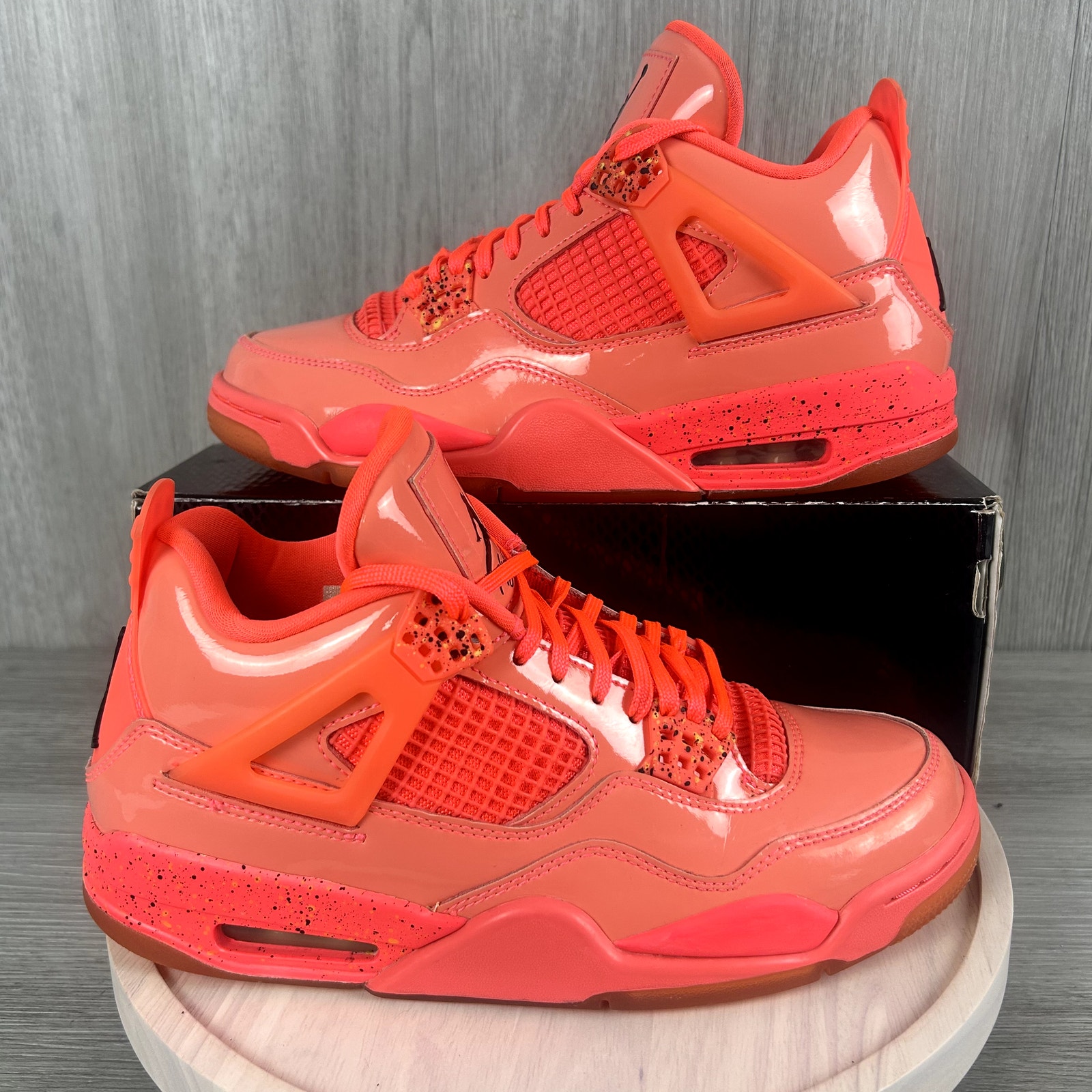 Nike Air Jordan 4 Retro NRG Hot Punch Pink AQ9128-600 Patent Sneaker Premium 9 W