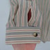 Burberry Womens 12 Beige Vertical Stripe Collared Button Front Blouse Shirt Top