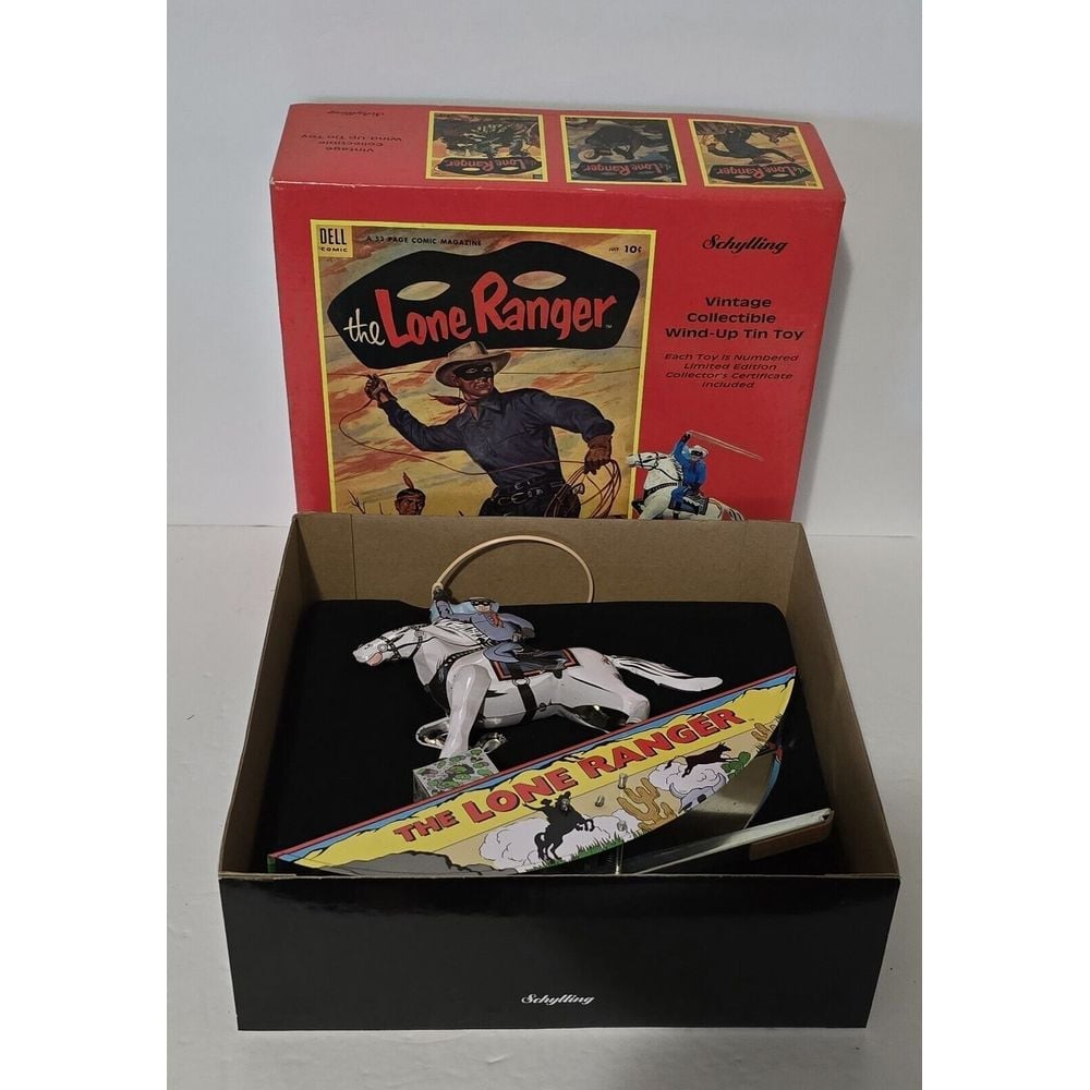 Vintage Reproduction THE LONE RANGER Collectable Wind-Up Tin Toy Schylling NIB
