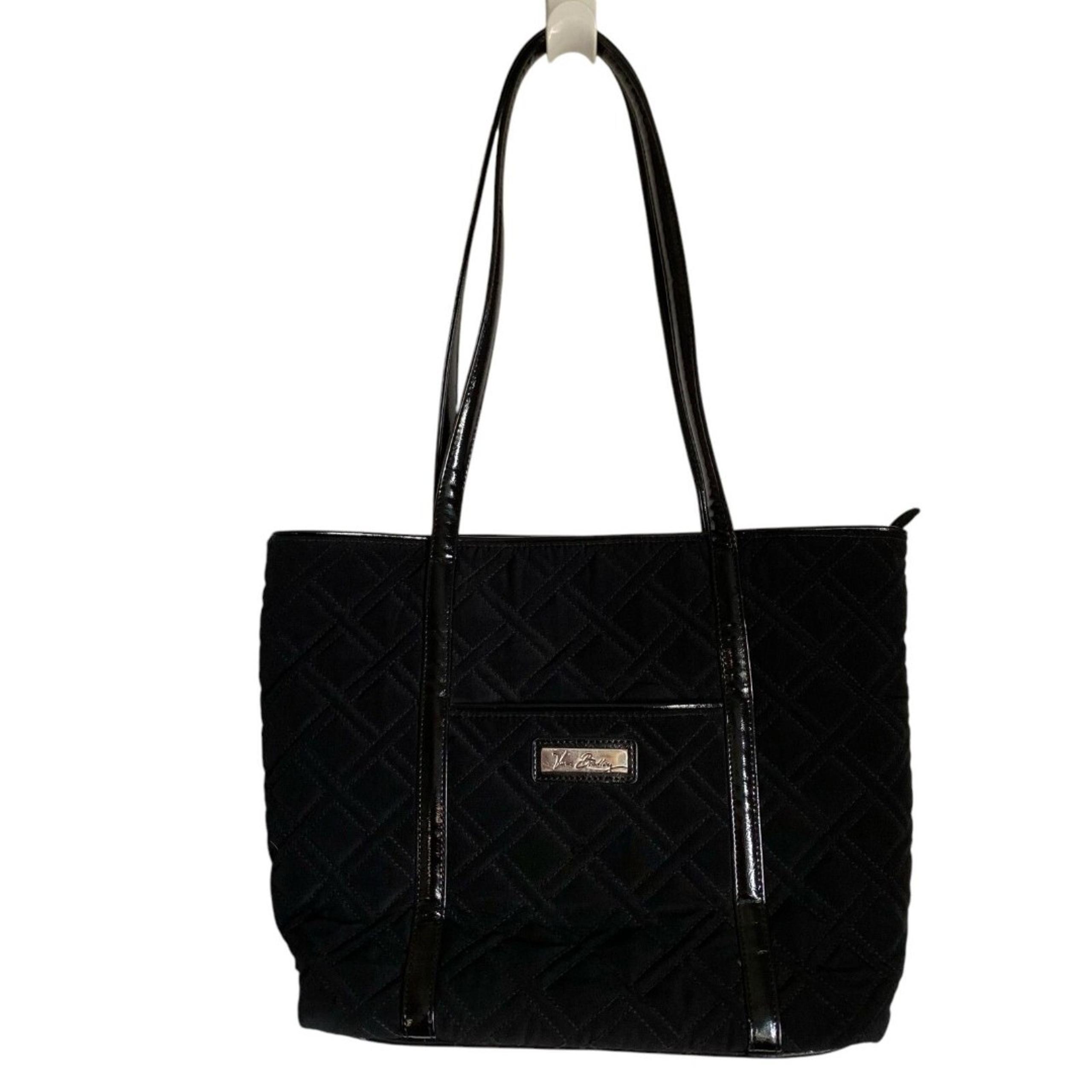 Vera Bradley Quilted Tote Sz M Black Diamond Pattern Laptop Carrying Minimalist