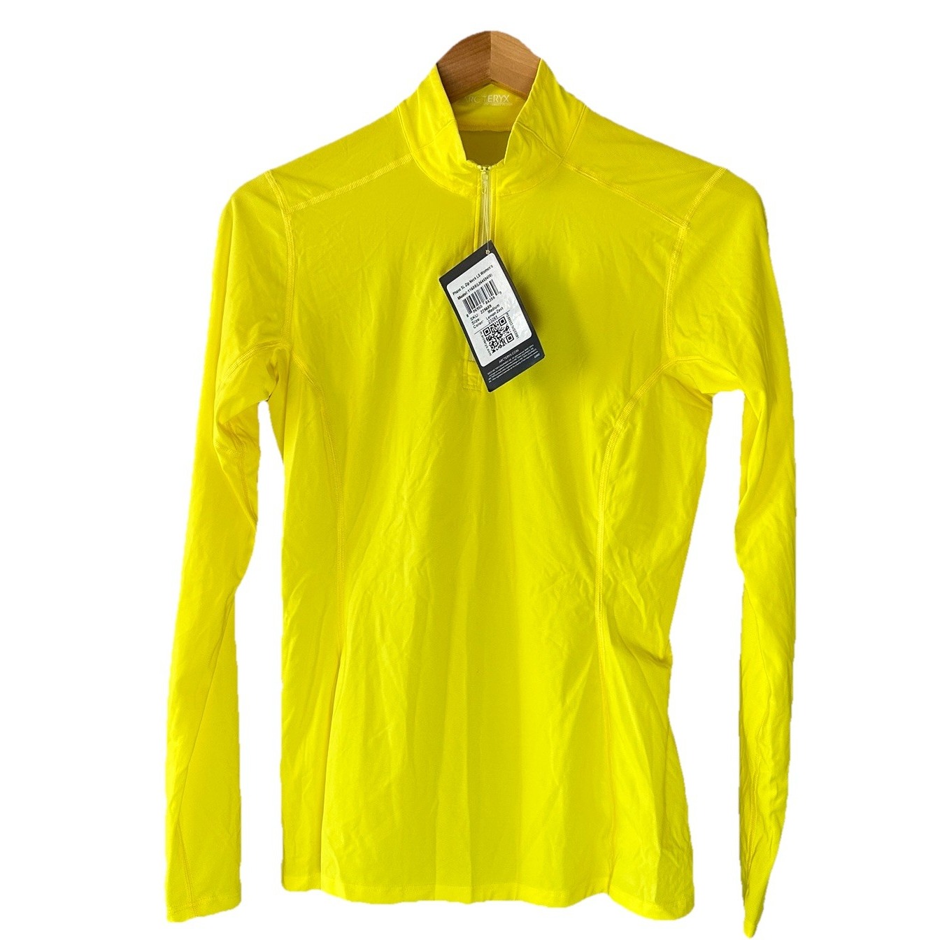 Arc'teryx Phase SL Zip Neck LS Lemon Zest Top Women's Size M Lightweight NWT