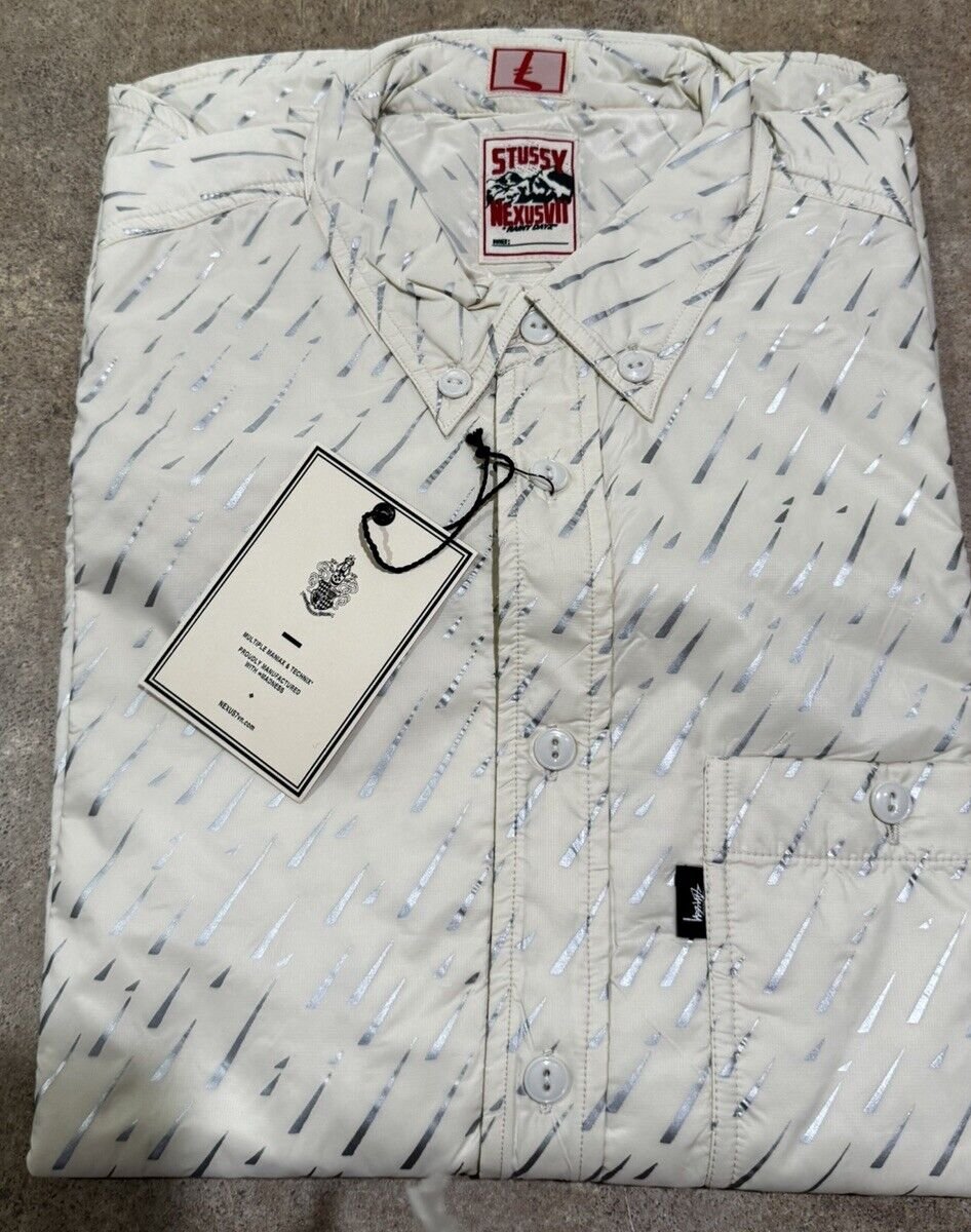 Stussy Japan Rain Print Packable Shirt (White) BNIB RARE PIECE - Size LARGE