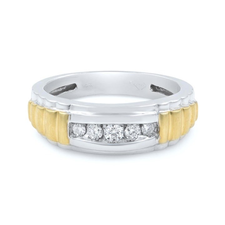 Rachel Koen Round Cut Diamond Mens Wedding Band 10k White Gold 0.40 Cttw Size 10